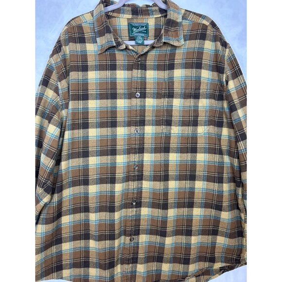 Woolrich Men’s XXL Brown Plaid Flannel Fall Shirt Button-Up Gorpcore - Picture 5 of 9
